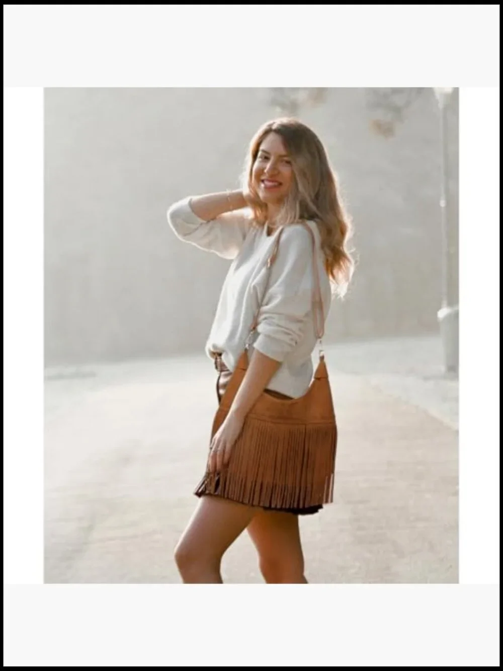 Fringe Hobo Crossbody Bag Vegan Suede Western Crescent Purse Hippie Shoulder - Picture 2 of 6
